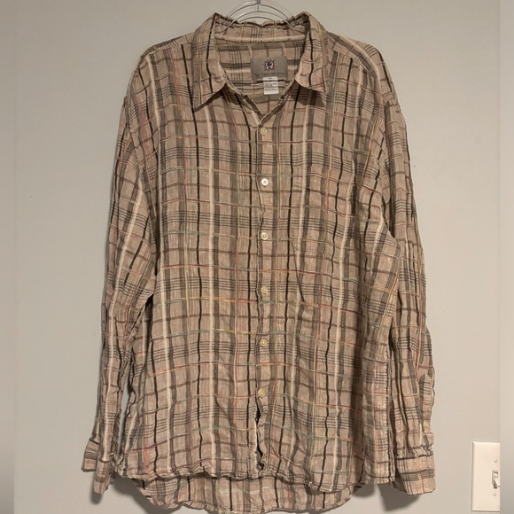 The Territory Ahead 100% Linen Button Down Plaid Shirt Size‎ XXL - Picture 1 of 6